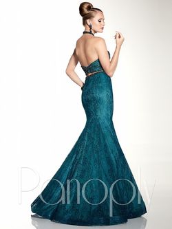 Style 14812 Panoply Blue Size 2 Embroidery Sequined Pageant Two Piece Sequin Mermaid Dress on Queenly