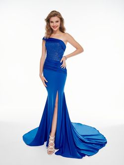 Style 14062 Panoply Blue Size 2 High Neck Side slit Dress on Queenly