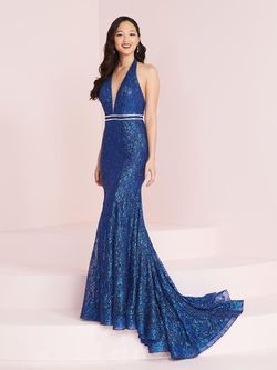 Style 14010 Panoply Royal Blue Size 8 Black Tie Pattern Mermaid Dress on Queenly