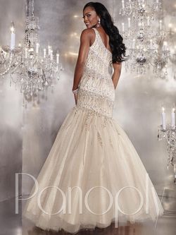 Style 14744 Panoply Gold Size 4 Sequined Pageant Floor Length Jewelled Mermaid Dress on Queenly
