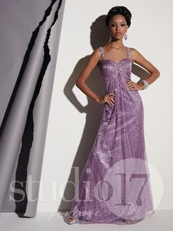 Style 12451 Studio 17 Purple Size 2 Black Tie Straight Dress on Queenly