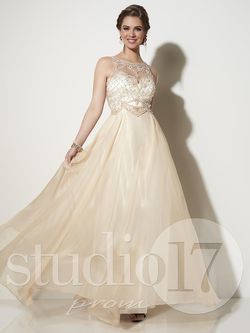 Style 12616 Studio 17 Gold Size 2 Sequined Embroidery Sequin Ball gown on Queenly