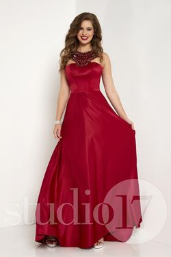 Style 12693 Studio 17 Red Size 6 High Neck A-line Dress on Queenly