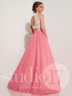 Style 12617 Studio 17 Pink Size 0 Two Piece Lace Appearance Floor Length A-line Dress on Queenly