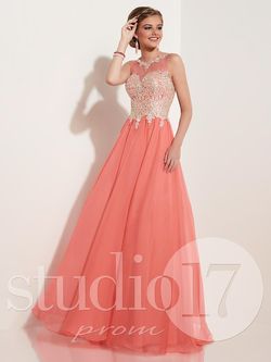 Style 12623 Studio 17 Orange Size 10 Tulle Tall Height Floor Length Ball gown on Queenly