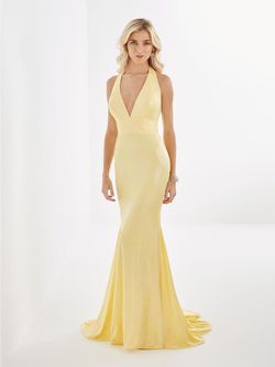 Style 12838 Studio 17 Yellow Size 4 Floor Length Jersey Mermaid Dress on Queenly