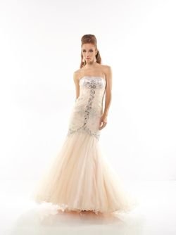 Style R9638 Riva Designs Nude Size 8 Pageant Strapless Straight Dress on Queenly
