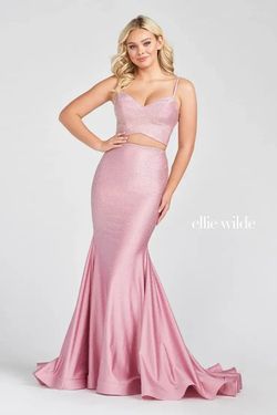 Style EW122013 Ellie Wilde Light Pink Size 12 Two Piece Prom Bridgerton Straight Dress on Queenly