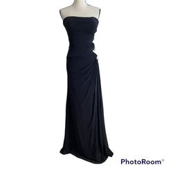 Style 19892 La Femme Black Size 10 Floor Length 50 Off Jersey Side slit Dress on Queenly