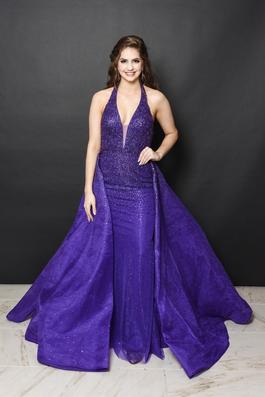 Private Label Purple Size 6 Plunge Floor Length Backless Train Dress on Queenly