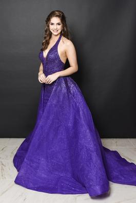 Private Label Purple Size 6 Plunge Floor Length Backless Train Dress on Queenly