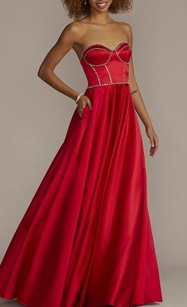 David's Bridal Red Size 24 Plus Size Floor Length A-line Dress on Queenly