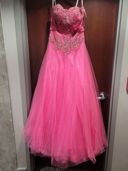 Style P30010 Precious Formals Pink Size 10 Strapless Sequin Sweet Sixteen A-line Dress on Queenly