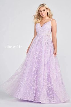 Style EW122107 Ellie Wilde Purple Size 18 Floor Length Plus Size Tall Height Ball gown on Queenly