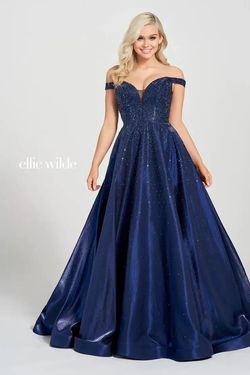Style EW122106 Ellie Wilde Blue Size 24 Pageant Tall Height Ball gown on Queenly