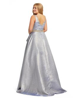 Style 48978 Mac Duggal Blue Size 18 V Neck Plus Size Ball gown on Queenly
