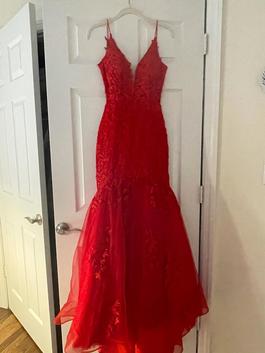 Amarra Red Size 4 Floor Length Black Tie Mermaid Dress on Queenly