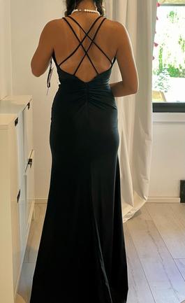 New York TT Black Size 2 Satin Silk Side slit Dress on Queenly