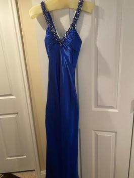 Faviana Blue Size 6 Military Cut Out Straight Dress on Queenly
