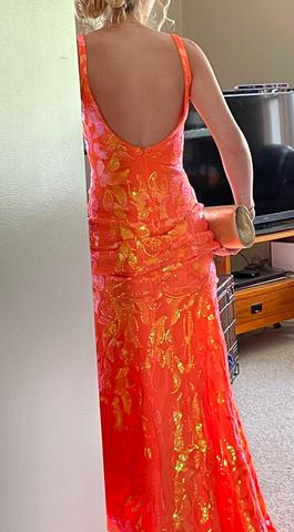 Jovani Orange Size 2 Jewelled Beaded Top Mermaid Dress on Queenly