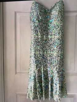 Jovani Blue Size 8 Turquoise 70 Off $300 Floor Length A-line Dress on Queenly