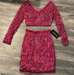 Sherri Hill Pink Size 4 Midi Fully-beaded Two Piece $300 Cocktail Dress on Queenly