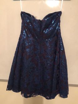 Minuet Blue Size 2 Free Shipping Midi Strapless Cocktail Dress on Queenly