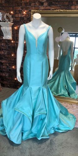 Mac Duggal Blue Size 6 Floor Length Mermaid Dress on Queenly
