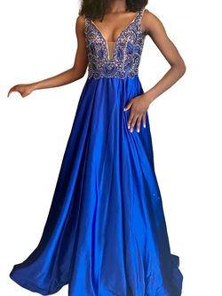 Mac Duggal Blue Size 2 Sheer Prom Ball gown on Queenly