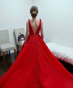 Sherri Hill Red Size 00 Lace Belt Pageant Prom Ball gown on Queenly