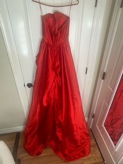Jovani Red Size 4 Pageant Silk 50 Off Floor Length Train Dress on Queenly