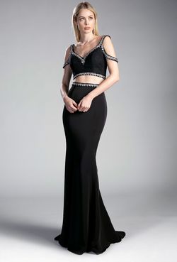 Two pieces Black Size 4 Floor Length Sequin Pageant Prom Straight Dress on Queenly