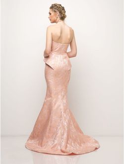 Color peach Multicolor Size 6 Sweetheart Peach Floor Length Strapless Mermaid Dress on Queenly