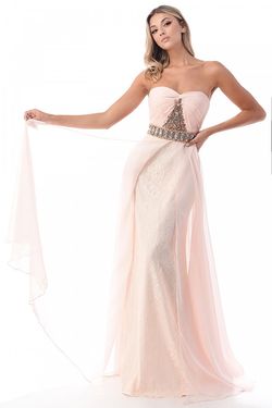 Color blush Nude Size 4 Floor Length Sequin Overskirt Prom Straight Dress on Queenly