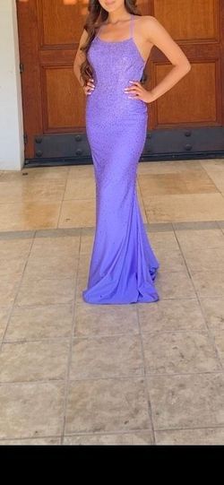 Faviana: Make offers Purple Size 2 Spaghetti Strap Floor Length Jewelled Mermaid Dress on Queenly
