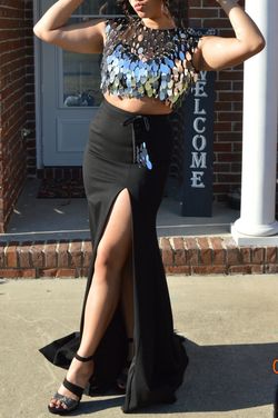 Sherri Hill Multicolor Size 6 Black Tie Floor Length Straight Dress on Queenly