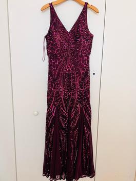 NIGHT WAY Purple Size 10 Floor Length Military A-line Dress on Queenly