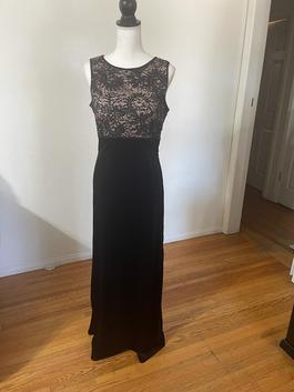 Nightway Black Tie Size 12 $300 Floor Length Jersey Straight Dress on Queenly