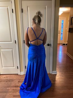 Sherri Hill Blue Size 6 Sequin Cut Out Straight Dress on Queenly