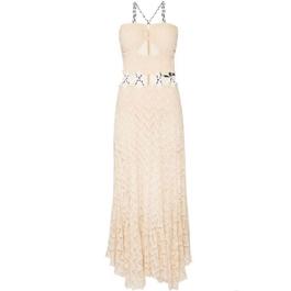 PatBO Nude Size 8 Floor Length Embroidery Straight Dress on Queenly