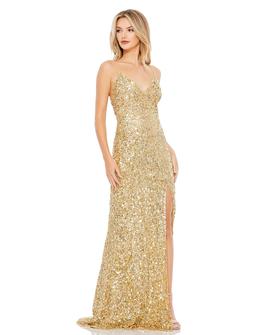 Style 10704 Mac Duggal Gold Size 10 Spaghetti Strap Sequin Polyester Straight Dress on Queenly