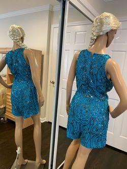 SHAIL K Blue Size 10 Homecoming Turquoise Party Jumpsuit Dress on Queenly