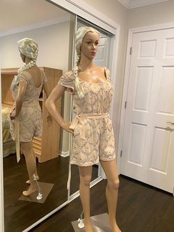 SHAIL K Nude Size 10 Prom, Formal Floor Length Sequin Euphoria Summer Jumpsuit Dress on Queenly