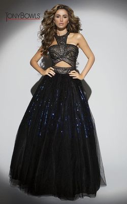 Style TB117400 Tony Bowls Black Size 2 Pageant Floor Length Prom A-line Dress on Queenly