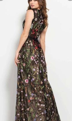 Jovani Multicolor Size 6 Embroidery Floor Length Straight Dress on Queenly