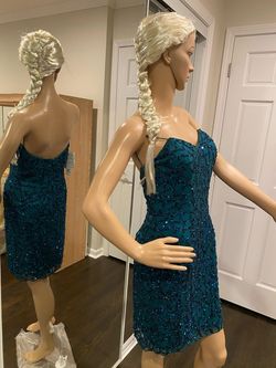 SCALA Green Size 12 Sequined 50 Off Plus Size Euphoria Cocktail Dress on Queenly