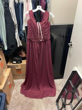 David's Bridal Red Size 12 Floor Length Side slit Dress on Queenly