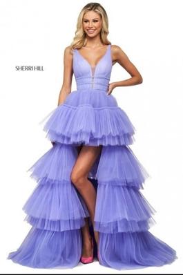 Sherri Hill Purple Size 6 Pageant Tulle Appearance Winter Formal Ball gown on Queenly
