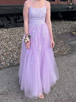 David's Bridal Purple Size 8 Black Tie Lavender $300 Straight Dress on Queenly