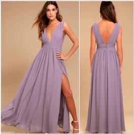 Lulus Purple Size 8 Floor Length Lulu’s Sorority Straight Dress on Queenly